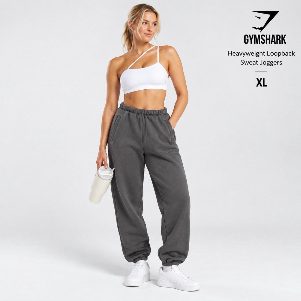 Gymshark Heavyweight Loopback Sweat Joggers Women's XL Asphalt Grey Oversized